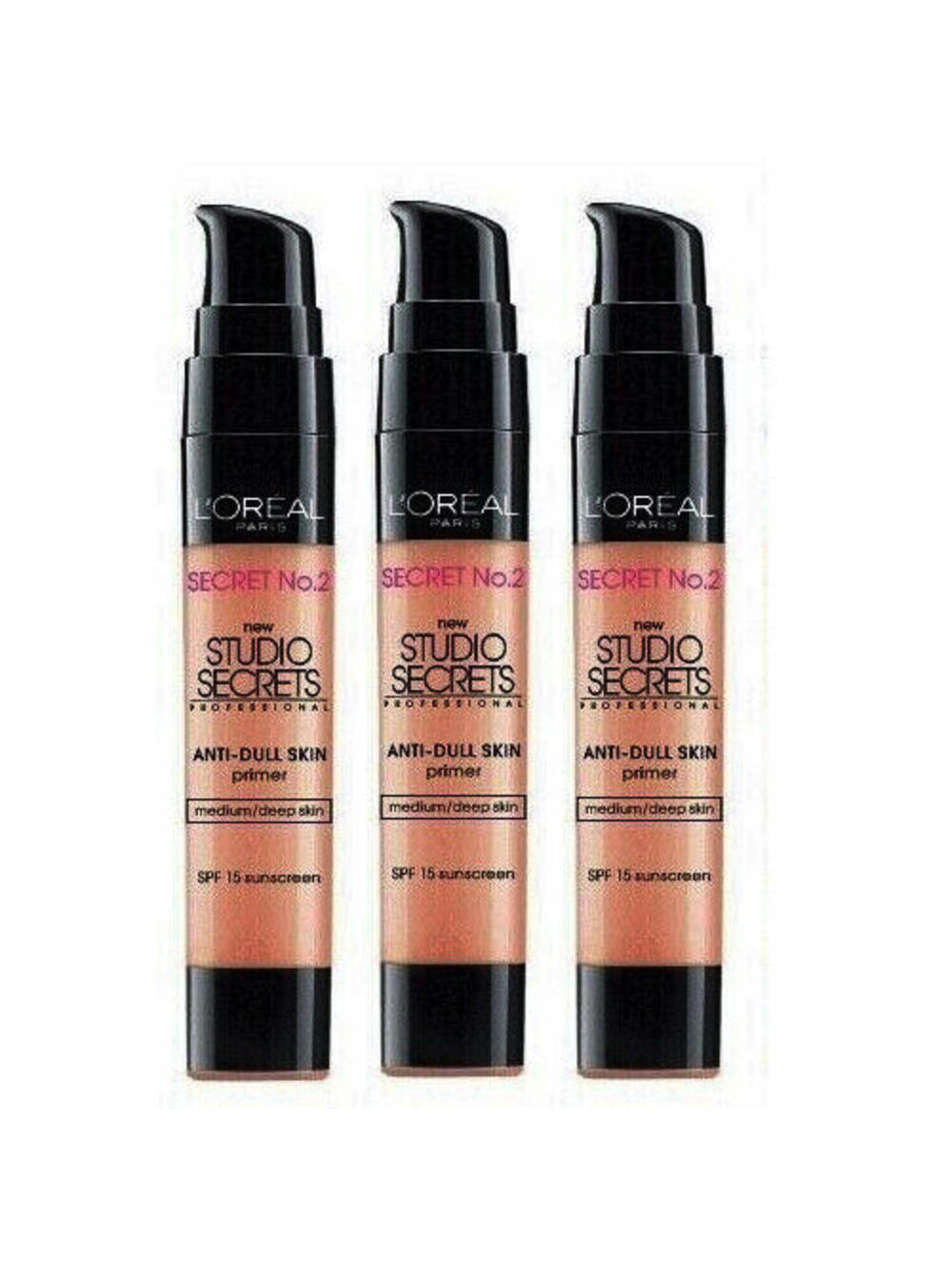 Lot of 3: NEW L'Oreal Color Correcting Anti-Dull Primer in Medium/Deep (Sealed)
